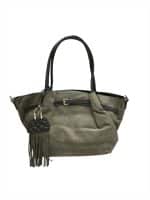 Olive Green Slouchy Tote Bag with Fringe Accent