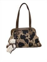 Teddy Love Animal Print Shoulder Bag with Bear Charm - Image 2