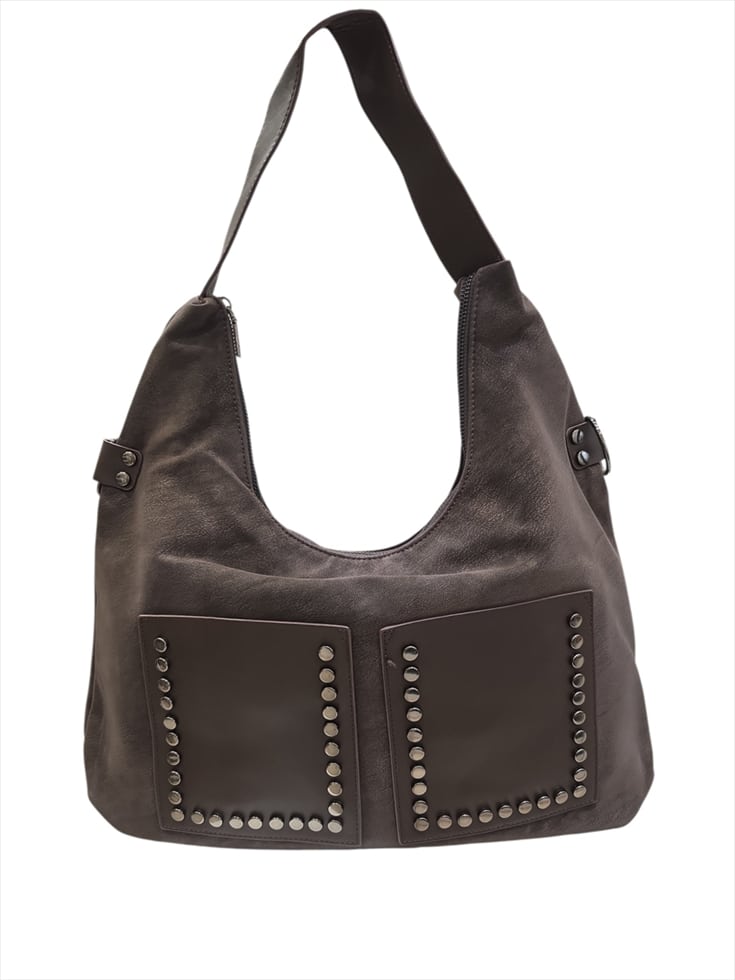 MC868.jpg Ryder Chic Studded Double Pocket Hobo Bag - Image 1