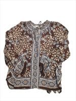 Boho Mixed Print Tie-Neck Blouse - Image 2