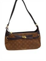 Vintage Chic Suede-Effect Handbag with Gold Clasp - Image 2