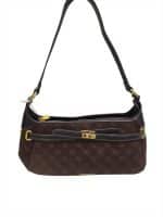 Vintage Chic Suede-Effect Handbag with Gold Clasp - Image 3