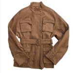 Camel Suede-Effect Belted Utility Jacket