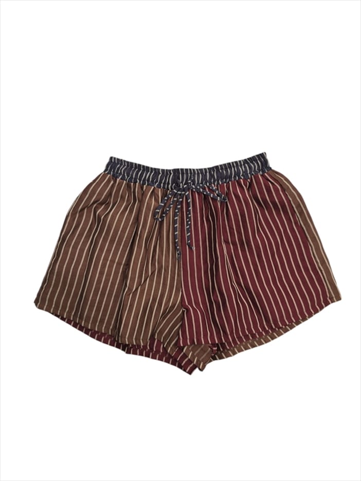 SLD6121.jpg Colorblock Pinstripe Drawstring Shorts - Image 1